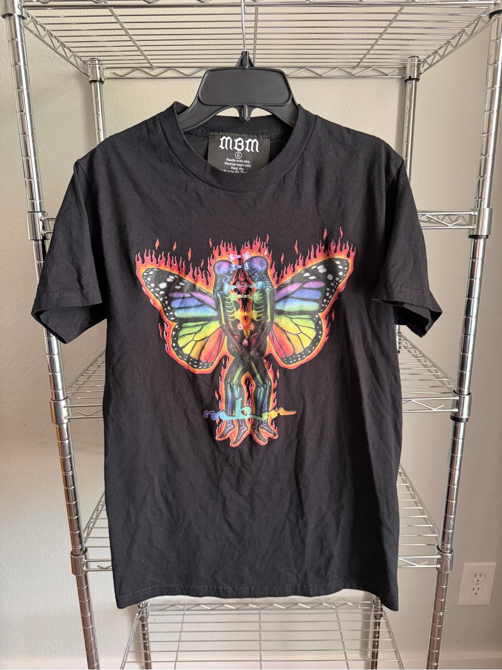 MBM Unlimited Black Short-Sleeve Butterfly Flame Graphic Tee